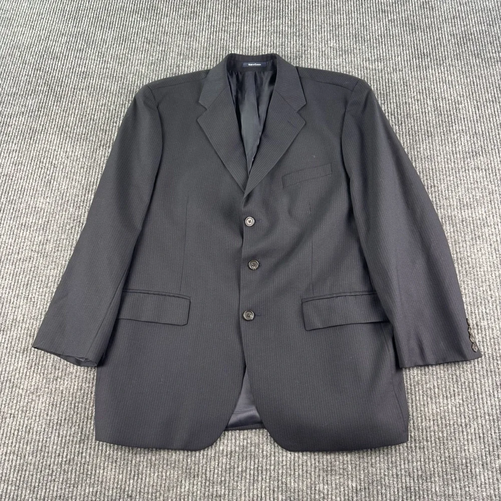 Vintage Chaps Ralph Lauren Suit 42L Navy Wool Striped Union Jacket Pants 38x30